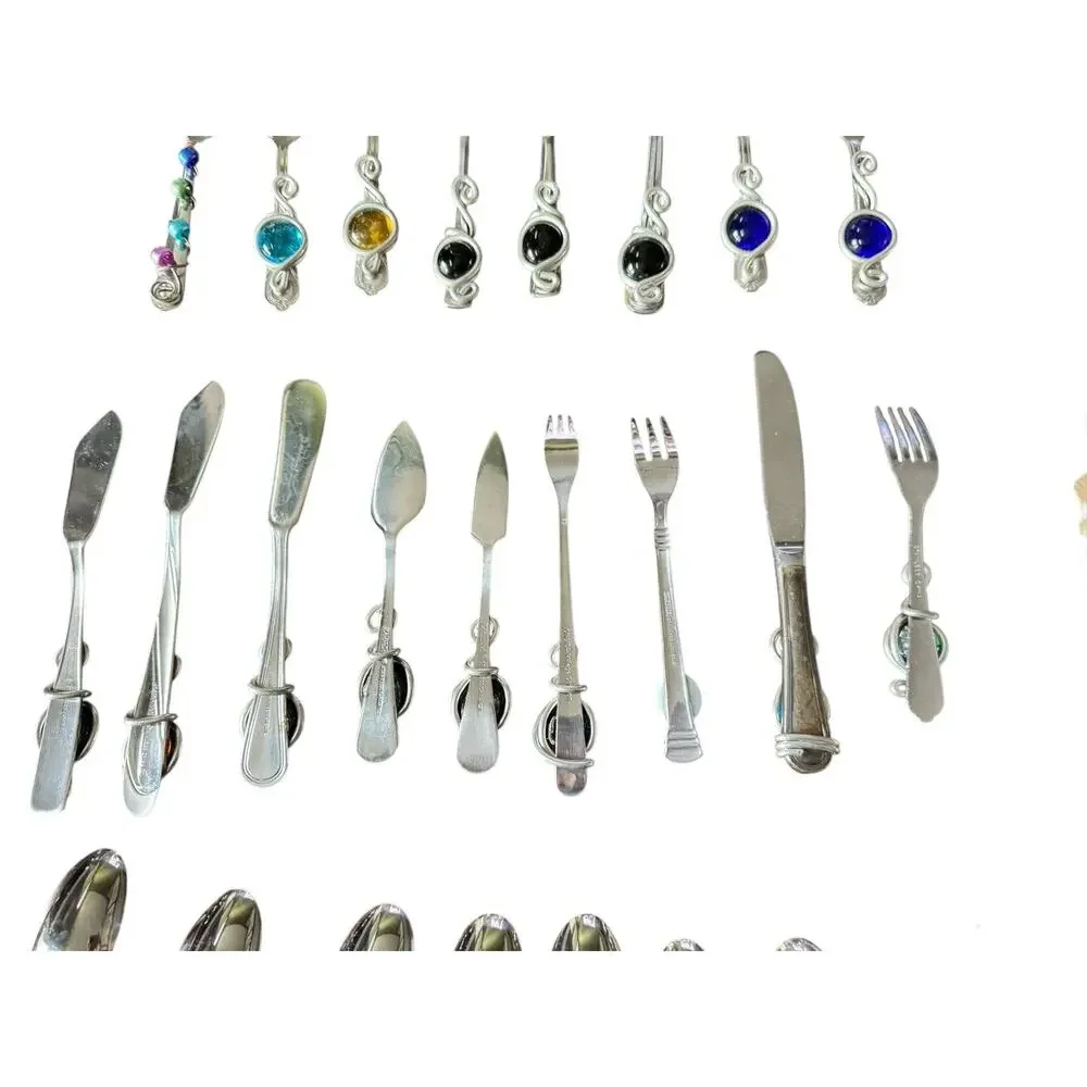 Lot 25 Jeweled Handle Spreaders Spoons‎ Forks Mixed Brands Stainless Wire Wrap
